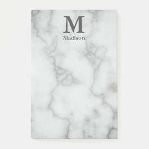 Post-it® Monogramme personnalisé et nom sur le marbre gris