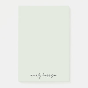 Post-it® Monogramme personnalisé vert sauge clair Chic Mini