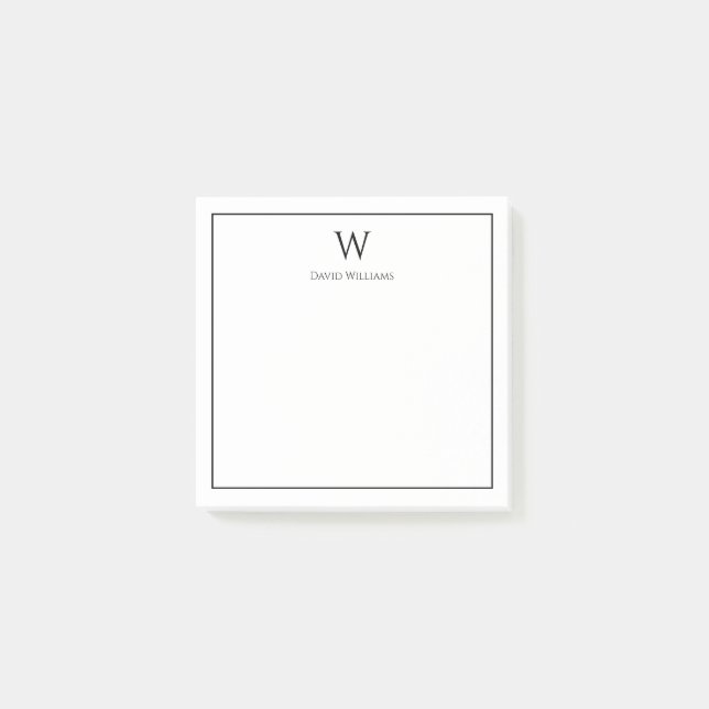 Post-it® Monogramme professionnel classique noir blanc (Devant)
