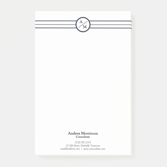 Post-it® Monogramme professionnel moderne (Devant)