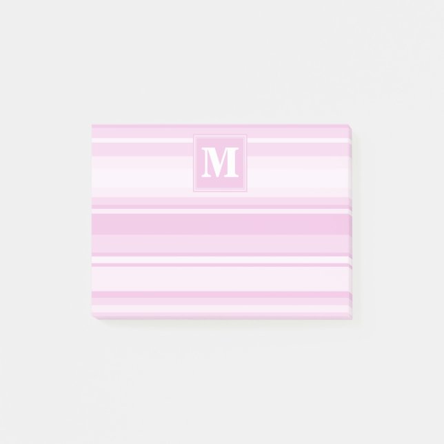 Post-it® Monogramme rayures rose bébé (Devant)