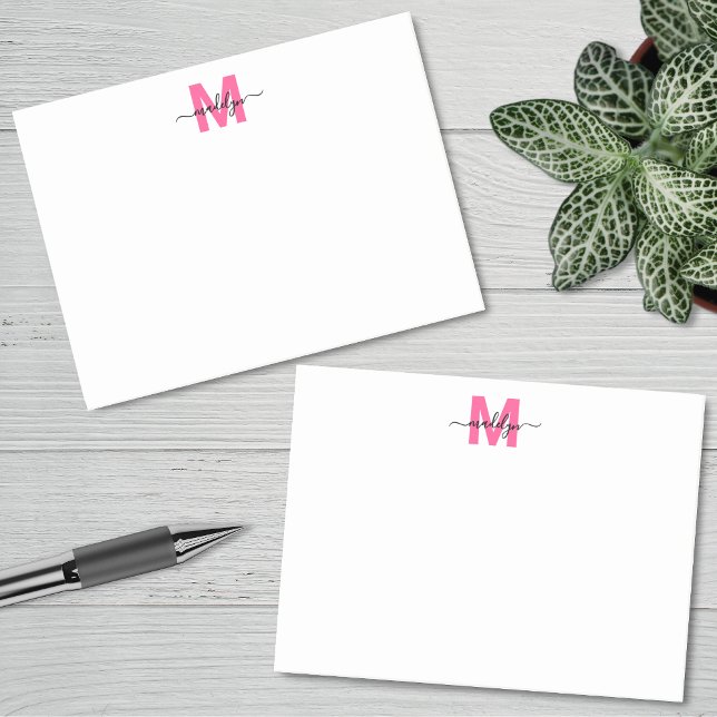 Post-it® Monogramme Rose Chaud (Hot Pink Monogram Post-it Notes)