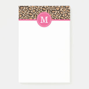 Post-it® Monogramme rose et Empreinte de léopard personnali