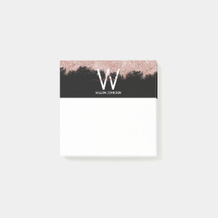 Post-it® Monogramme rose Gold Rose Black Girl Parties scint