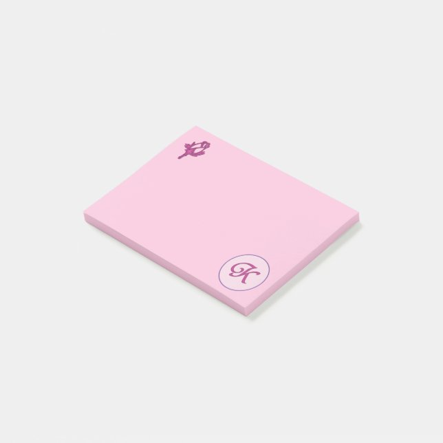 Post-it® Monogramme rose K (Incliné)