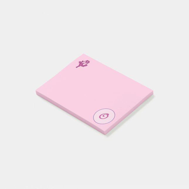 Post-it® Monogramme rose O (Incliné)