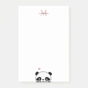 Post-it® Monogramme rose rose pâle Panda mignon Note post-