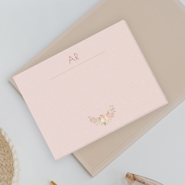 Post-it® Monogramme rose vif floral personnalisé (Créateur téléchargé)