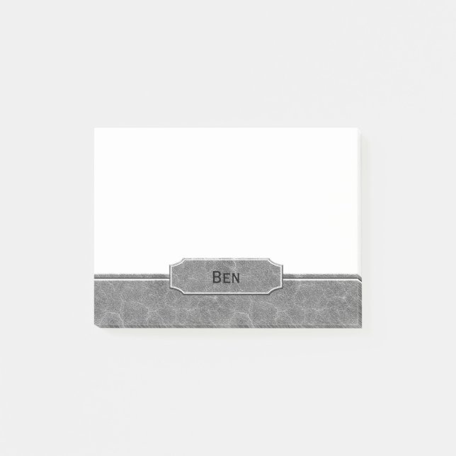 Post-it® Monogramme simili cuir gris (Devant)