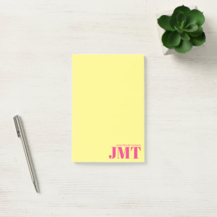 Post-it® Monogramme simple jaune clair et rose clair