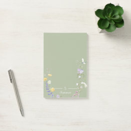 Post-it® Monogramme Vert Floral Papillon Botanique Cottage