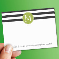 Monogramme vert Motif rayé noir et blanc