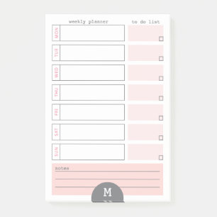 Post-it® Monogramme Weekly Planner Peony Notes