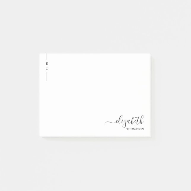 Post-it® Monographie simple Monogramme noir et blanc (Devant)