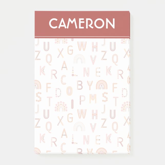 Post-it® Motif Alphabet arc-en-ciel amusant (Devant)