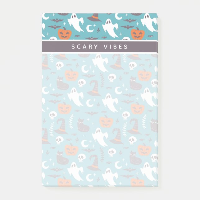 Post-it® Motif amusant de doodle sarcelle pour Halloween (Devant)