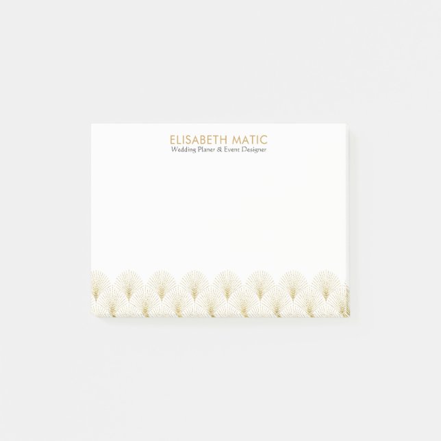 Post-it® Motif Art déco géométrique blanc et or (Devant)