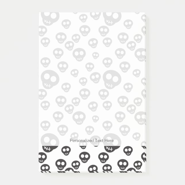 Post-it® Motif aux crânes noirs sur blanc (Devant)