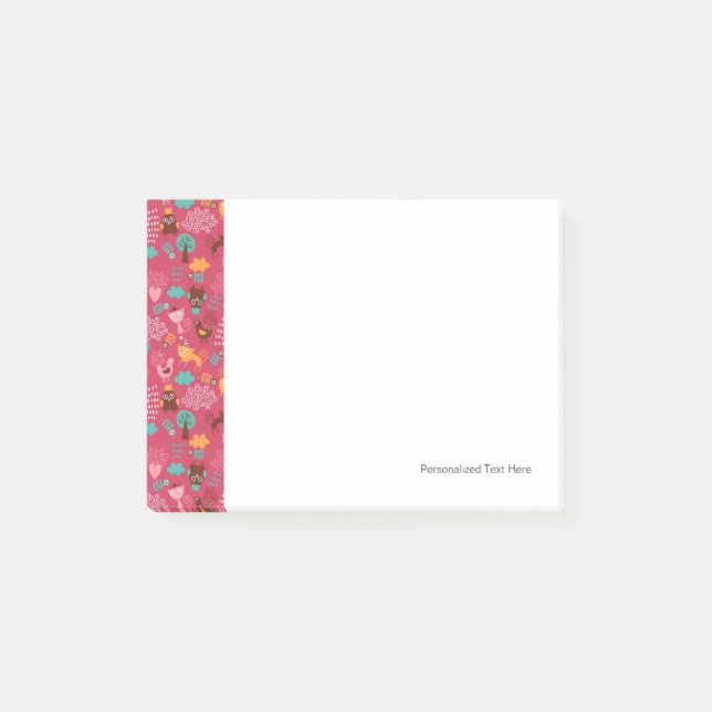 Post-it® Motif avec les oiseaux et les chats mignons (Devant)