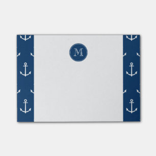 Post-it® Motif blanc d'Ancres de bleu marine, votre