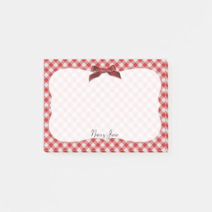 Post-it® Motif chèque En vichy rouge et blanc personnalisé