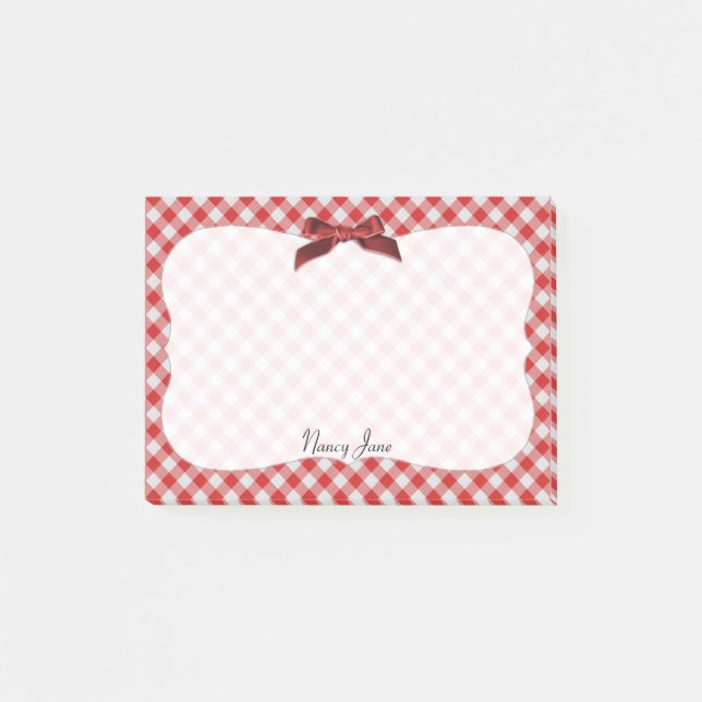 Post-it® Motif chèque En vichy rouge et blanc personnalisé (Devant)