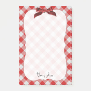 Post-it® Motif chèque En vichy rouge et blanc personnalisé
