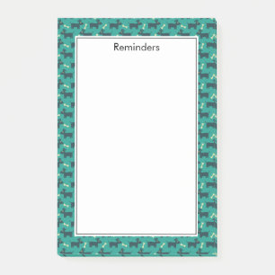 Post-it® Motif chien mignon avec os sur Arrière - plan vert