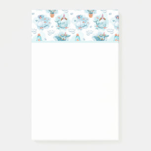 Post-it® Motif d'aquarelle de la belle baleine nautique