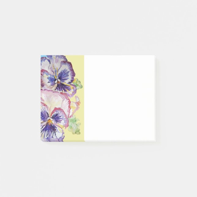 Post-it® Motif d'aquarelle rose et jaune pâle (Devant)