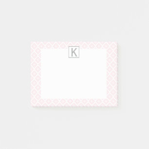 Post-it® Motif de carré de rose en pastel de monogramme