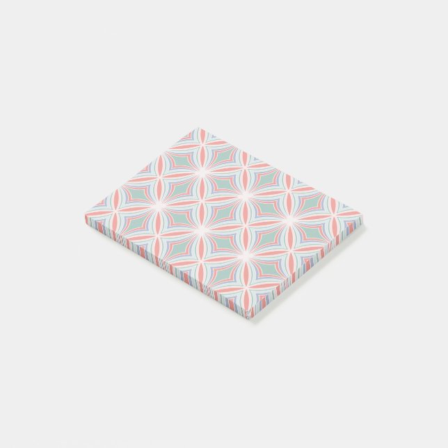 Post-it® Motif de carreaux rayés Starburst en rouge, vert,  (Incliné)