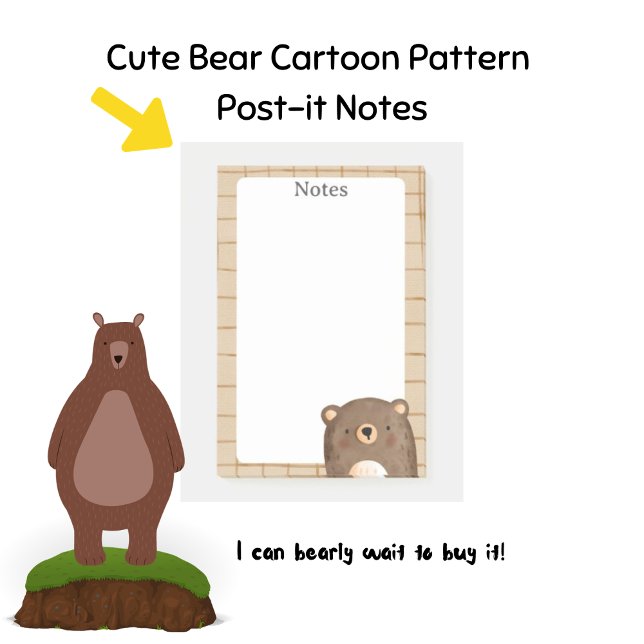 Post-it® Motif de dessin animé de l'ours mignon (Cute Bear Cartoon Pattern Post-it Notes)