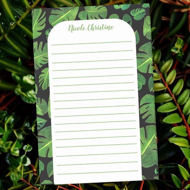 Post-it® Motif de feuille de monstère tropicale CUSTOMISÉ (Tropical Monstera Leaf Pattern CUSTOMIZED Lined Post-it Notes
)