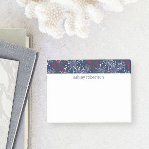 Post-it® Motif de feux d'artifice blanc et bleu rouge