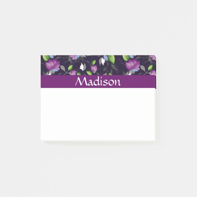 Post-it® Motif de fleurs pourpre lumineux (Devant)