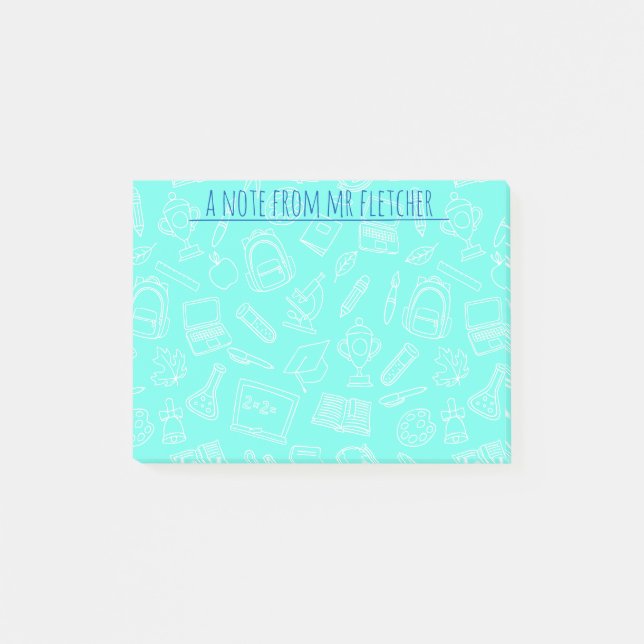Post-it® Motif de fournitures scolaires de dessin de ligne  (Devant)