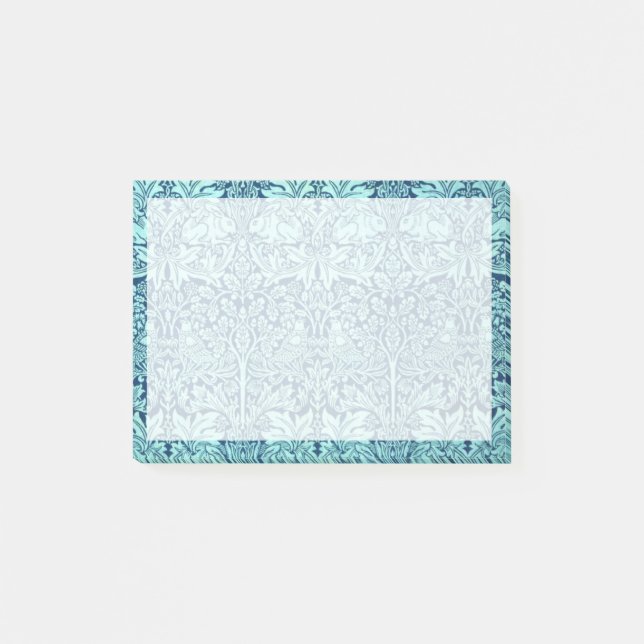 Post-it® Motif de lapin William Morris Brother en bleu (Devant)