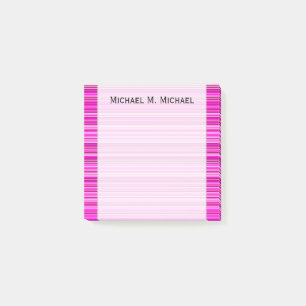 Post-it® Motif de lignes/bandes magenta et rose + note de n
