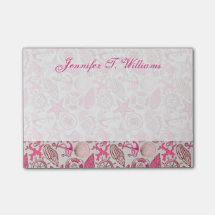 Post-it® Motif de mer rose  Ajouter votre nom