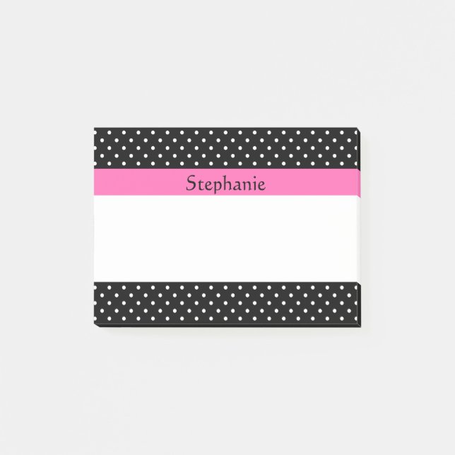 Post-it® Motif de points Polka blanc et noir (Devant)