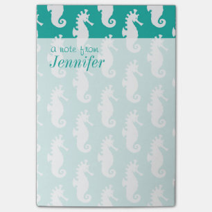 Post-it® Motif de Seahorse Turquoise  Ajouter votre nom