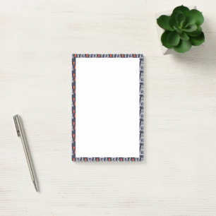Post-it® Motif de triangles géométriques bleu foncé et roug