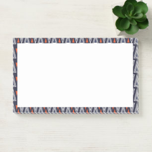 Post-it® Motif de triangles géométriques bleu foncé et roug