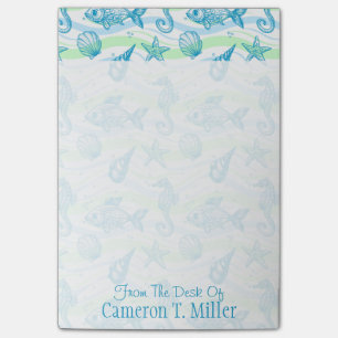 Post-it® Motif d'esquisse marine  Ajouter votre nom