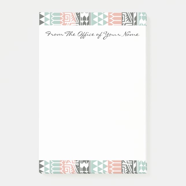 Post-it® Motif d'impression Abstrait Aztec bleu rose gris (Devant)