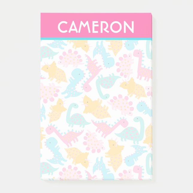 Post-it® Motif Dinosaur rose et Turquoise (Devant)