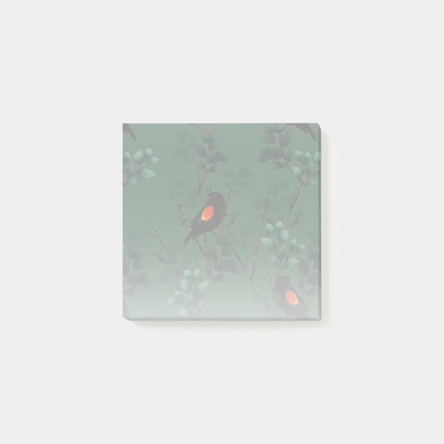 Post-it® Motif d'oiseau-noir à ailes rouges (Devant)