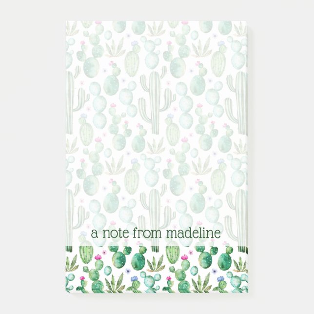Post-it® Motif d'usines de cactus d'aquarelle (Devant)