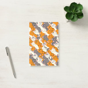 Post-it® Motif en diagonale du chat noir blanc gingembre